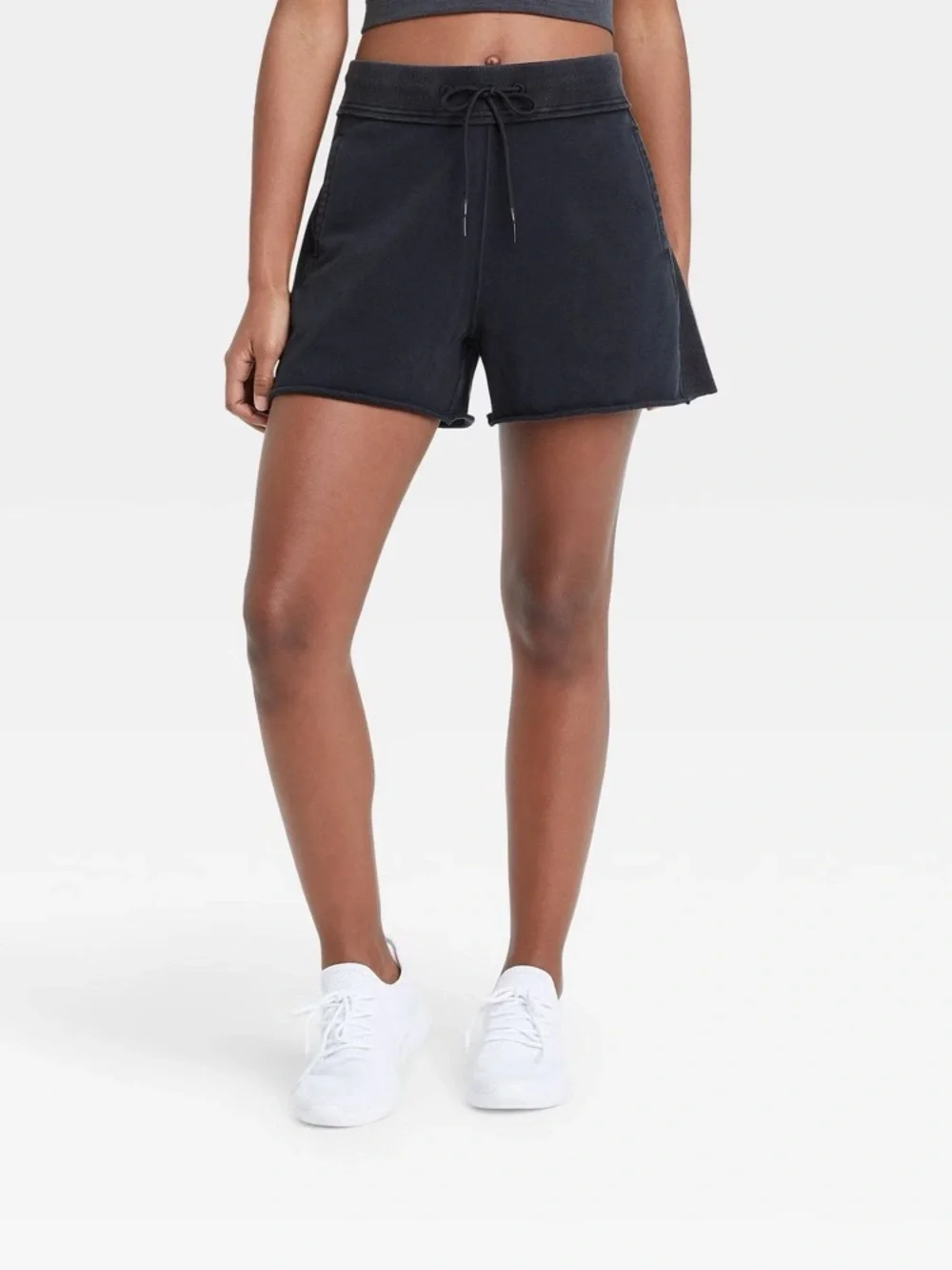 JoyLab French Terry Shorts Black Mid Rise NWT Large Pockets - Picture 1 of 2